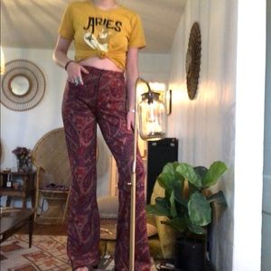 Free People Paisley Bell Bottoms